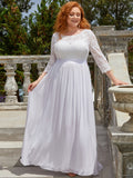 Plus Size Lace Bridesmaid Dresses with  Half Lace Sleeve  Evening Dress
