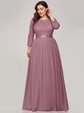 Plus Size Lace Bridesmaid Dresses with  Half Lace Sleeve  Evening Dress