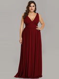 Plus Size Sleeveless V-Neck Semi-Formal Chiffon Bridesmaid Dress Long Plus Size Evening Dresses